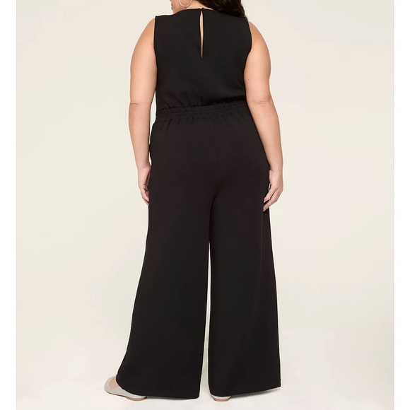 Lane Bryant Journey Elastic Tie-Waist Wide Leg Jumpsuit Sz 30/32 keyhole back - Picture 2 of 16